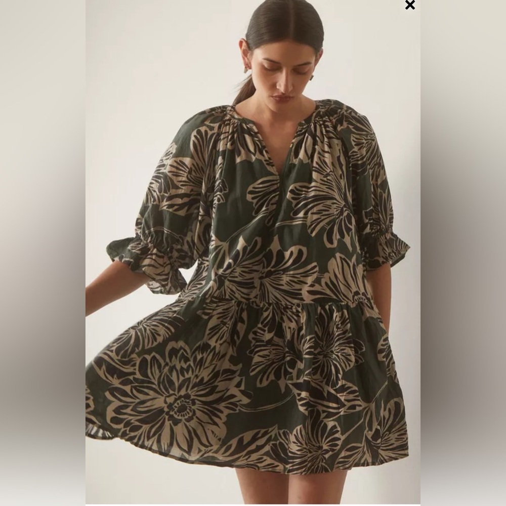 Velvet Graham &Spencer Layne Printed Silk Cotton Short Sleeve Dress Casual Dress - Picture 3 of 9